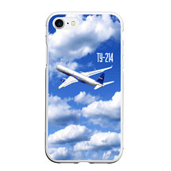 Чехол iPhone 7/8 матовый Самолет Ту-214, цвет: 3D-белый