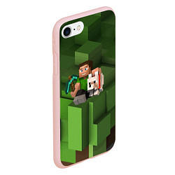 Чехол iPhone 7/8 матовый Minecraft Heroes Video game, цвет: 3D-светло-розовый — фото 2