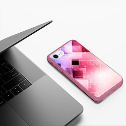 Чехол iPhone 7/8 матовый Розово-голубая абстрактная геометрия, цвет: 3D-малиновый — фото 2