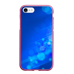 Чехол iPhone 7/8 матовый Блики на синем фоне, цвет: 3D-малиновый