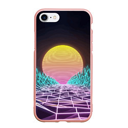 Чехол iPhone 7/8 матовый Vaporwave Закат солнца в горах Neon, цвет: 3D-светло-розовый