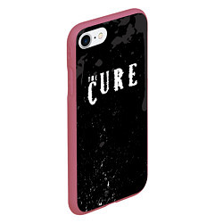 Чехол iPhone 7/8 матовый The cure серые потеки, цвет: 3D-малиновый — фото 2