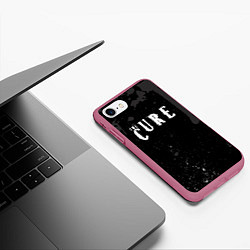 Чехол iPhone 7/8 матовый The cure серые потеки, цвет: 3D-малиновый — фото 2