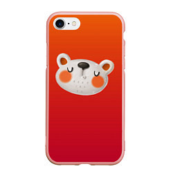 Чехол iPhone 7/8 матовый Мордочка мишки, цвет: 3D-светло-розовый