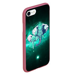 Чехол iPhone 7/8 матовый 2 слоника, цвет: 3D-малиновый — фото 2