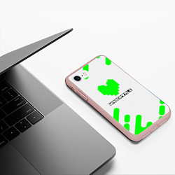 Чехол iPhone 7/8 матовый Undertale сердце зелёное, цвет: 3D-светло-розовый — фото 2