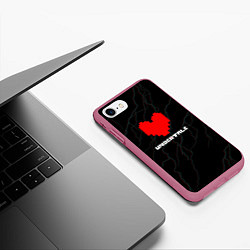 Чехол iPhone 7/8 матовый Undertale молнии, цвет: 3D-малиновый — фото 2