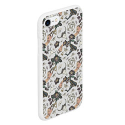 Чехол iPhone 7/8 матовый Пентаграмма, бабочка, череп, ведьма, темные цветы, цвет: 3D-белый — фото 2
