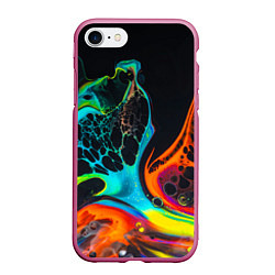 Чехол iPhone 7/8 матовый Цветная лава краска, цвет: 3D-малиновый