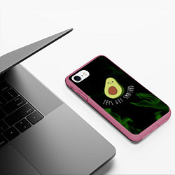 Чехол iPhone 7/8 матовый Авокадо зелёный огонь, цвет: 3D-малиновый — фото 2