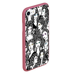 Чехол iPhone 7/8 матовый 26 девушек, цвет: 3D-малиновый — фото 2