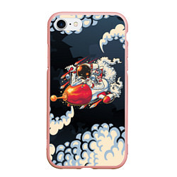 Чехол iPhone 7/8 матовый Космический корабль в облаках, цвет: 3D-светло-розовый