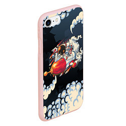 Чехол iPhone 7/8 матовый Космический корабль в облаках, цвет: 3D-светло-розовый — фото 2