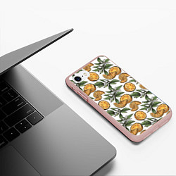 Чехол iPhone 7/8 матовый Узор из тропических апельсинов, цвет: 3D-светло-розовый — фото 2