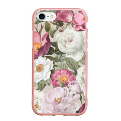Чехол iPhone 7/8 матовый Цветы Розовый Сад Пион и Роз, цвет: 3D-светло-розовый