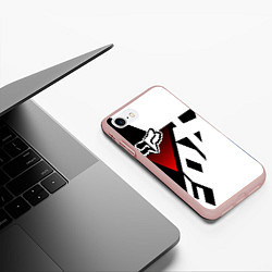 Чехол iPhone 7/8 матовый FOX RACING - ФОКС ЧЕРНЫЙ И БЕЛЫЙ, цвет: 3D-светло-розовый — фото 2