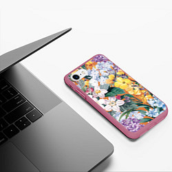 Чехол iPhone 7/8 матовый Цветы Красочный Лакфиоль, цвет: 3D-малиновый — фото 2