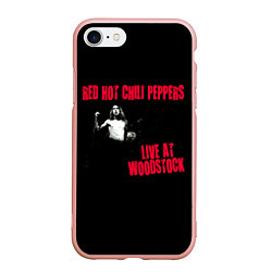 Чехол iPhone 7/8 матовый Live at Woodstock - Red Hot Chili Peppers, цвет: 3D-светло-розовый