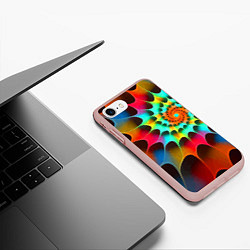 Чехол iPhone 7/8 матовый Красочная неоновая спираль Colorful neon spiral, цвет: 3D-светло-розовый — фото 2