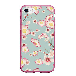 Чехол iPhone 7/8 матовый Цветы Дицы, цвет: 3D-малиновый