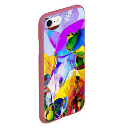 Чехол iPhone 7/8 матовый Цветы Буйство красок Flowers Riot of colors, цвет: 3D-малиновый — фото 2