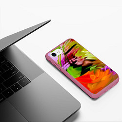 Чехол iPhone 7/8 матовый Разноцветная абстрактная композиция Лето Multi-col, цвет: 3D-малиновый — фото 2