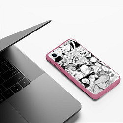 Чехол iPhone 7/8 матовый Ванпанчмен паттерн, цвет: 3D-малиновый — фото 2