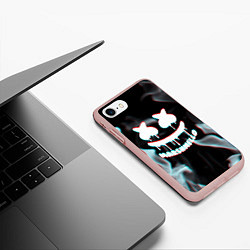 Чехол iPhone 7/8 матовый Marshmello пламя с оттенком неона, цвет: 3D-светло-розовый — фото 2