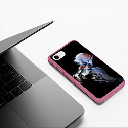 Чехол iPhone 7/8 матовый METAL GEAR RISING Райден с мечом, цвет: 3D-малиновый — фото 2