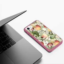 Чехол iPhone 7/8 матовый Яблочный Сад, цвет: 3D-малиновый — фото 2