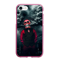 Чехол iPhone 7/8 матовый Smoke Дым Skull, цвет: 3D-малиновый