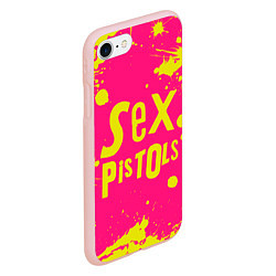 Чехол iPhone 7/8 матовый Sex Pistols Yellow Logo, цвет: 3D-светло-розовый — фото 2