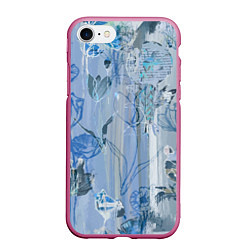 Чехол iPhone 7/8 матовый Floral collage Растительный коллаж, цвет: 3D-малиновый
