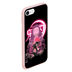 Чехол iPhone 7/8 матовый НЕЗУКО КЛИНОК, РАССЕКАЮЩИЙ ДЕМОНОВ NEZUKO, цвет: 3D-светло-розовый — фото 2