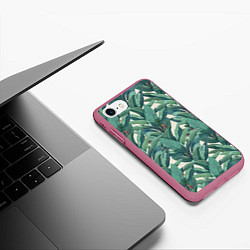 Чехол iPhone 7/8 матовый Листья Банановых Деревьев, цвет: 3D-малиновый — фото 2