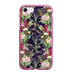 Чехол iPhone 7/8 матовый Цветы В Букетах, цвет: 3D-малиновый