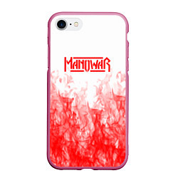 Чехол iPhone 7/8 матовый Manowar пламя, цвет: 3D-малиновый
