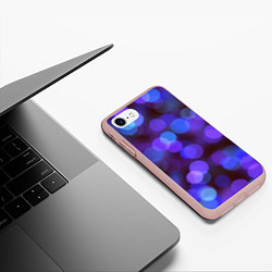 Чехол iPhone 7/8 матовый Фиолетовые блики боке, цвет: 3D-светло-розовый — фото 2