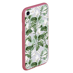 Чехол iPhone 7/8 матовый Цветы Белые Хосты, цвет: 3D-малиновый — фото 2