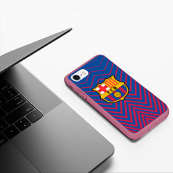 Чехол iPhone 7/8 матовый FC BARCELONA зигзаги, цвет: 3D-малиновый — фото 2