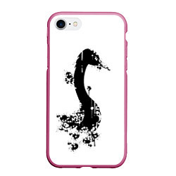 Чехол iPhone 7/8 матовый Черный лебедь - силуэт кляксами, цвет: 3D-малиновый