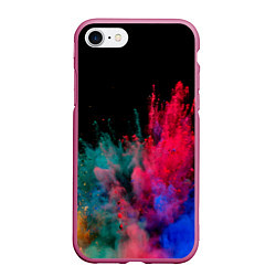 Чехол iPhone 7/8 матовый Брызги сухих красок, цвет: 3D-малиновый