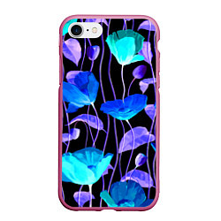 Чехол iPhone 7/8 матовый Авангардный цветочный паттерн Fashion trend, цвет: 3D-малиновый