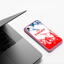 Чехол iPhone 7/8 матовый Arsenal пламя, цвет: 3D-малиновый — фото 2