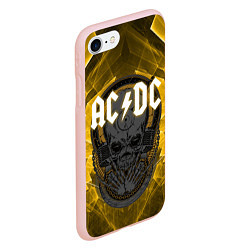 Чехол iPhone 7/8 матовый AC DC SKULL ROCK, цвет: 3D-светло-розовый — фото 2