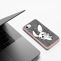 Чехол iPhone 7/8 матовый Пикачу на психоделическом фоне, цвет: 3D-светло-розовый — фото 2