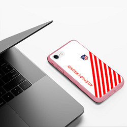 Чехол iPhone 7/8 матовый Atletico madrid красные полосы, цвет: 3D-баблгам — фото 2