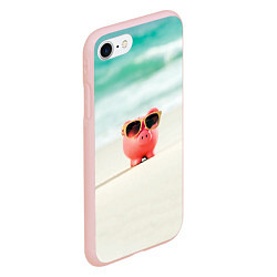 Чехол iPhone 7/8 матовый Свинка на отдыхе, цвет: 3D-светло-розовый — фото 2