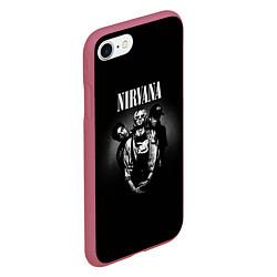 Чехол iPhone 7/8 матовый Nirvana рок-группа, цвет: 3D-малиновый — фото 2