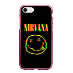 Чехол iPhone 7/8 матовый Nirvana глитч, цвет: 3D-малиновый
